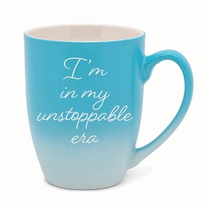 Elanze Designs In My Unstoppable Era Two Toned Ombre Matte 10 ounce New Bone China Coffee Tea Cup Mug For Your Favorite Morning Brew, Teal and White - 1 of 4