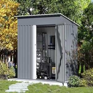 Sandinrayli 5x3 FT Storage Building Shed for Outdoor, Tool and Utility Metal Shed, Black - 1 of 4