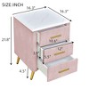 NicBex 16.3 inch Wide Nightstand with 3 Drawers,Modern Side Table with Metal Legs and Handles,Bedside Table for Bedroom,Living Room,Pink/Beige - 3 of 4