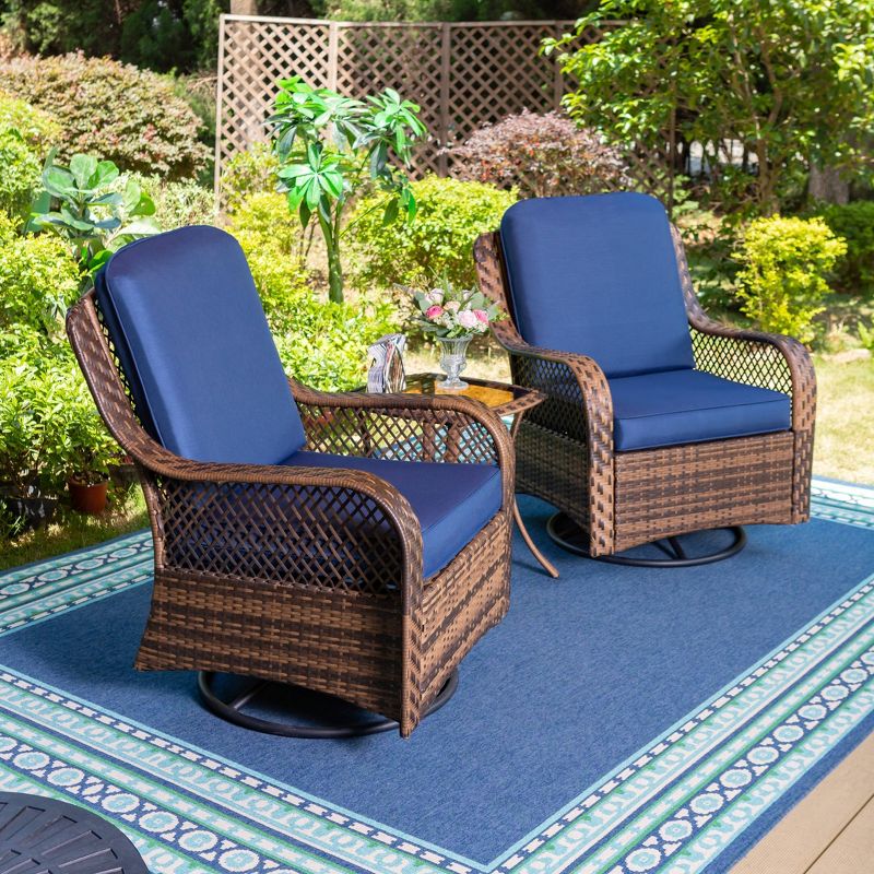 3pc Patio Conversation Set with Rocking Swivel Chairs &#38; Table - Captiva Designs, 3 of 10