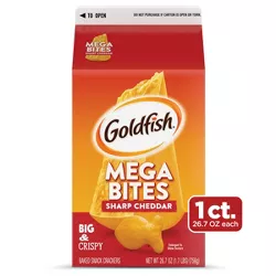 Goldfish Mega Bites Sharp Cheddar Crackers, Snack Crackers - 26.7oz