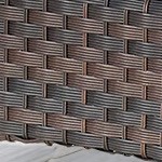 gray cushion/brown wicker