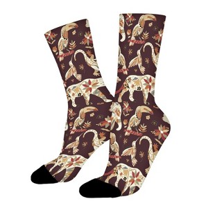 Isolated Animals And Flowers Women Printed Crew Socks Funny Funky Socks Soft Polyester Novelty Gifts for Artists Men - 1 of 1