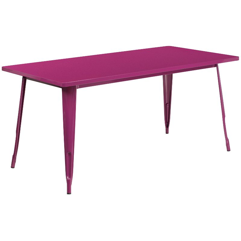 Emma and Oliver Commercial 31.5" x 63" Rectangular Colorful Metal Indoor-Outdoor Dining Table, 1 of 3