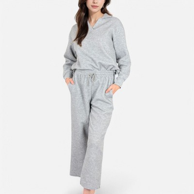 Anna-Kaci Women's Long Sleeve Pullover and Wide Leg Pants Lounge Set