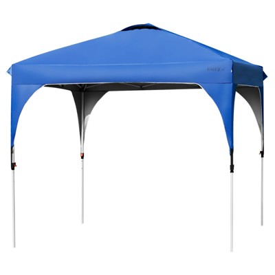 Tangkula Pop-up Canopy Tent 10’ x 10’ Height Adjustable Commercial Instant Canopy w/ Portable Roller Bag Blue/ White/ Grey