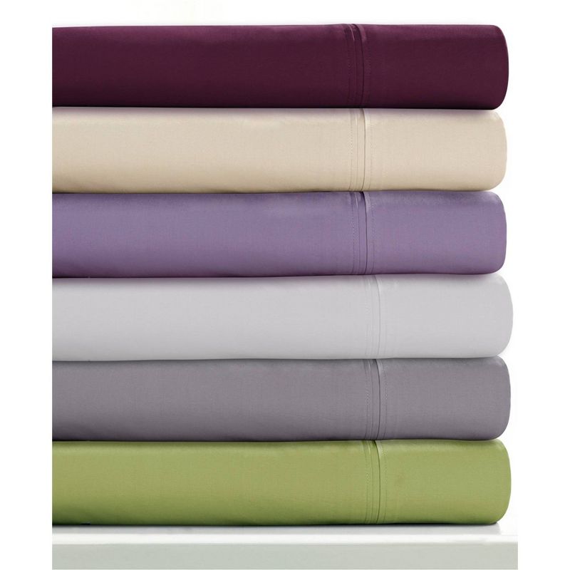 Long Staple Cotton Percale Deep Pocket Solid Sheet Set 350 Thread Count - Tribeca Living&#174;, 3 of 5