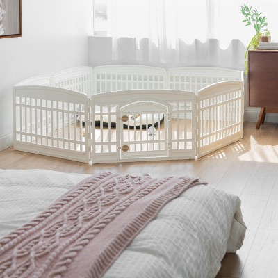 White 24-Inch Foldable Plastic Pet Playpen with Door