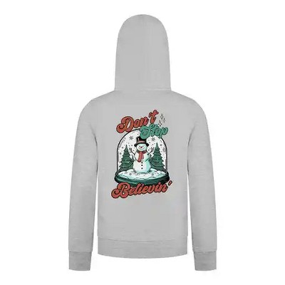 Everyday Kids Christmas Collection Don’t Stop Believin’ Zip Up Hoodie – Holiday Snowman Sweatshirt
