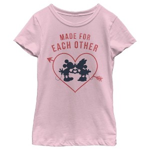 Girl's Disney Mickey and Minnie Made For Each Other T-Shirt - 1 of 4