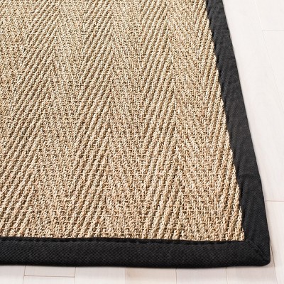 Natural and Black Hand-Knotted Cotton Area Rug 4' x 6'