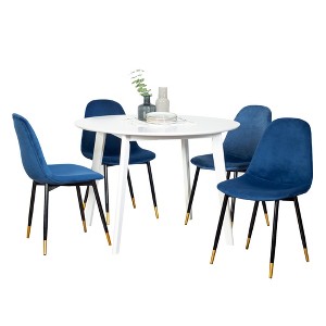 NicBex 5-Piece Round Dining Table Set for 4,Modern Kitchen Table Set with 4 Upholstered Curved Backrest Chairs - 1 of 4