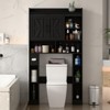 Over The Toilet Storage Cabinet with Sliding Doors, Home Space-Saving Toilet Rack - 4 of 4