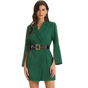 INSPIRE CHIC Women's Elegant Slit Sleeve Belted Double Breasted Work Office Blazer Dresses - 1 of 4