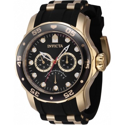 Invicta 46964 Men's Pro Diver Quartz Black/Yellow Gold Strap Watch