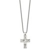 Chisel Stainless Steel Antiqued and Polished Cracked Cross Pendant on a 20" Box Chain Necklace - 2 of 4