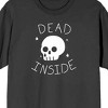 Halloween Cartoon Skull Dead Inside Men's Charcoal Graphic Tee - 2 of 3