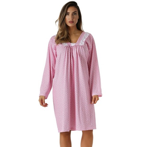 Just Love Womens Long Sleeve Cotton Nightgown - V Neck Pj Sleepwear ...