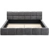 Queen Size Chenille Upholstered Bed, Checkerboard Headboard Design, Soft Fabric, Elegant Simplicity-- Frevyn - 2 of 4