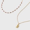 14K Gold Dipped Beaded Initial Necklace Set 2pc - A New Day™ Gold/Marron - 4 of 4