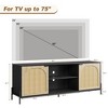 TV Stand  TVs with Storage, Modern Media Console, 2 Rattan Cabinets, Open Shelves, Sturdy Metal Legs - 2 of 4