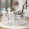 YOOCOZZ 5-Piece Retro Dining Set for 4 with Rectangular Table and X-Back Upholstered Chairs - 2 of 4