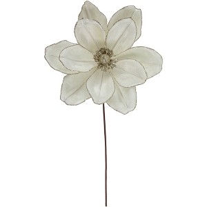 Northlight 24" Cream Magnolia Glittered Christmas Stem Spray - 1 of 4