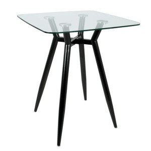 Sapphtopaz Dining Table Modern Square Counter Table with Metal Legs and Clear Glass Top for Dining Room, Small Spaces - 1 of 4