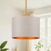 LamQee Drum Shaded Chandelier Modern Gray and Gold Hanging Ceiling Light for Kitchen Island Dining Room - 2 of 4