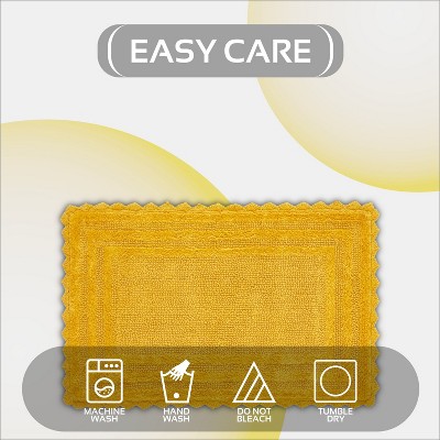 Yellow Cotton Tufted Reversible Bath Rug Set, 24" x 40"