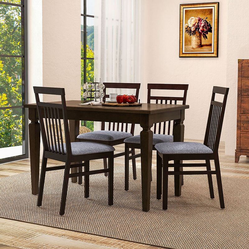 Tangkula Upholstered Dining Chair Set of 4 Kitchen Armless Padded w/ Slanted Backrest, 2 of 9