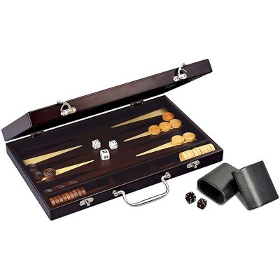 Craftsman Deluxe Wood Backgammon Set with Natural Veneer Finish