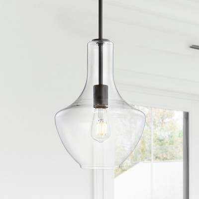 Watts 10.5" Clear Glass and Bronze LED Pendant Light