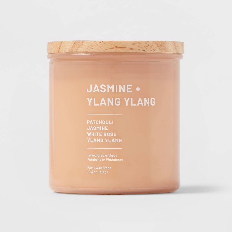 Tinted Glass Jasmine + Ylang Ylang Jar Candle Light Orange - Threshold™, 1 of 4
