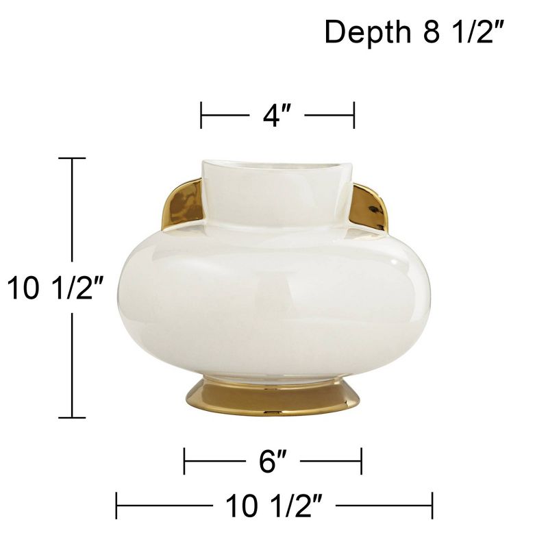 Studio 55D Sonata 10 1/2" Wide White Ceramic Vase with Handles, 4 of 9