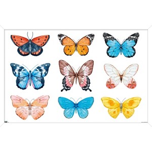 Trends International Watercolor Butterflies Framed Wall Poster Prints - 1 of 4