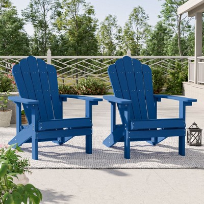 Sonkuki 2PCS Outdoor Faux Wood Adirondack Chairs, Patio Accent Chairs with High Back and Wide Seat for Garden, Backyard