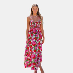 Women's Floral Halterneck Smocked Bodice Maxi Dress - Cupshe - 1 of 4