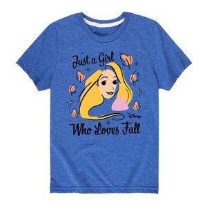 Girls' - Disney Princess - Just A Girl Who Loves Fall Short Sleeve Graphic T-Shirt - 1 of 4
