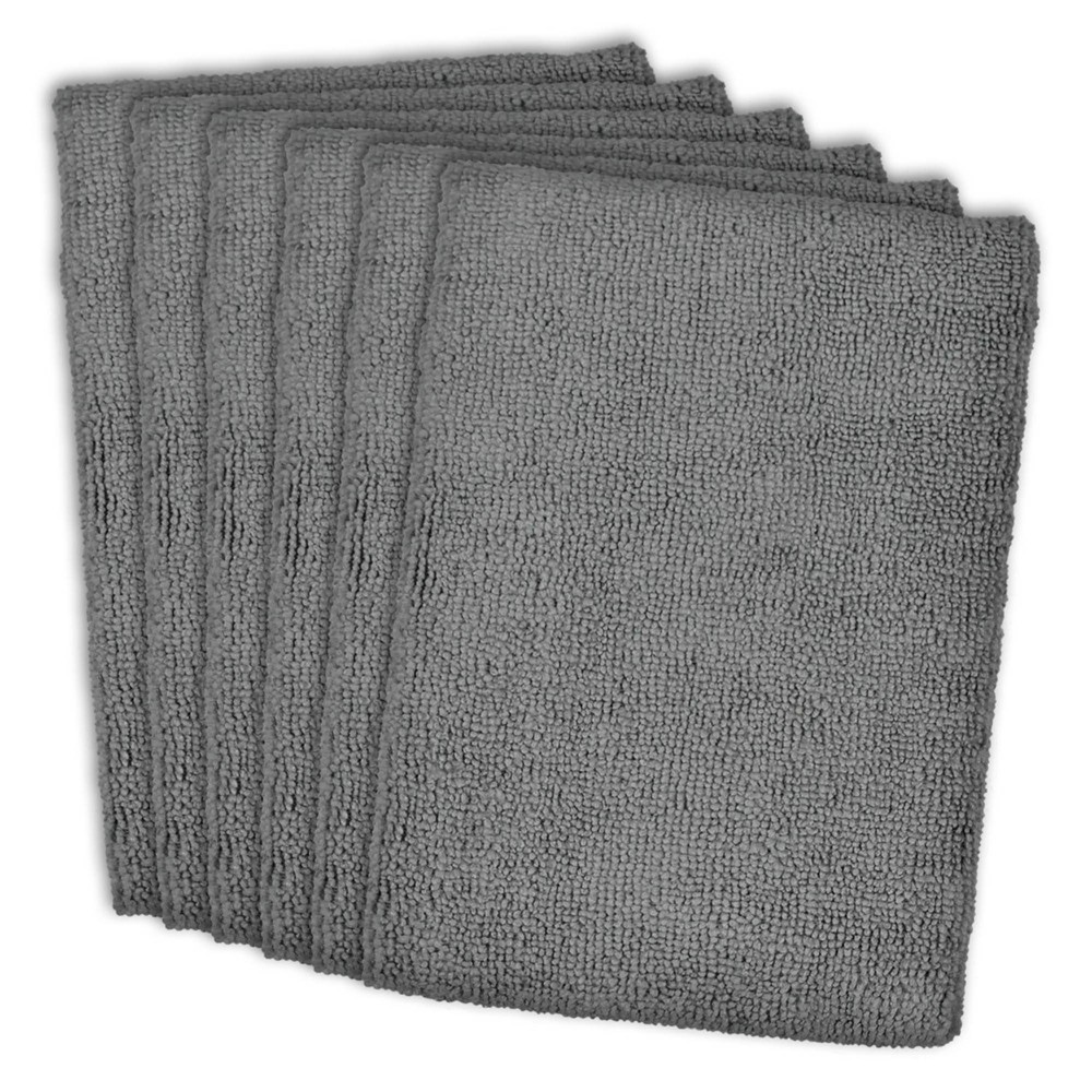 Photos - Other Accessories 6pk Microfiber Essential Dishtowels Gray - Design Imports