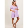 PinkBlush Lavender Smocked Back Textured Babydoll Maternity Mini Dress - 3 of 4