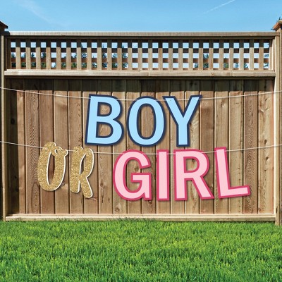 Big Dot of Happiness Boy or Girl - Large Gender Reveal Party Decorations - Boy or Girl - Outdoor Letter Banner