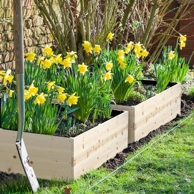 Kelly 4'x4'x12"Fir Wood Garden Bed, Patio Flower Box with Bed Liner, Outdoor Furniture - The Pop Home