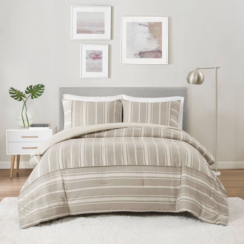 Beautyrest Kent Striped Herringbone Oversized Comforter Set, 2 of 7