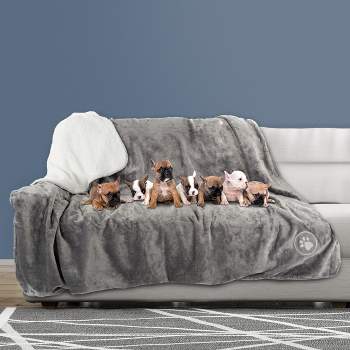 Waterproof Pet Blanket - 60x70-inch Reversible Throw Protects Couch, Car, Bed from Spills, Stains, and Fur - Dog and Cat Blankets by Petmaker (Gray)