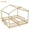 NicBex Double Twin Size Kids Montessori Bed with Wood Roof Frame,Floor Bed with Fence Design,Toddler bed for Bedroom Playroom,Gray/White/Brown - 3 of 4