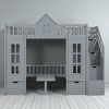 Twin Over Twin Convertible Loft Bed with Table and Benches, Playhouse Design, Solid Wood Frame, for Kids Bedroom - 4 of 4