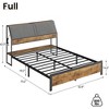 Whizmax Bed Frame with Charging Station, Metal Platform Bed with Ergonomic Large Storage Headboard, Metal Slats Support, No Box Spring Needed, Brown - 2 of 4