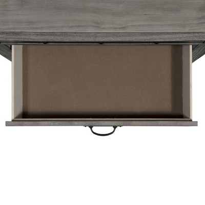 Gray Pine Transitional 5-Drawer Chest with Black Metal Trim