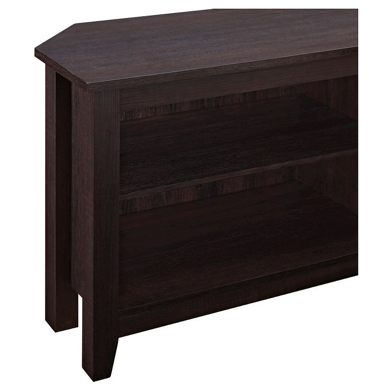 Transitional 4 Cubby Wood Open Storage Corner TV Stand for TVs up to 65" - Saracina Home, 4 of 10